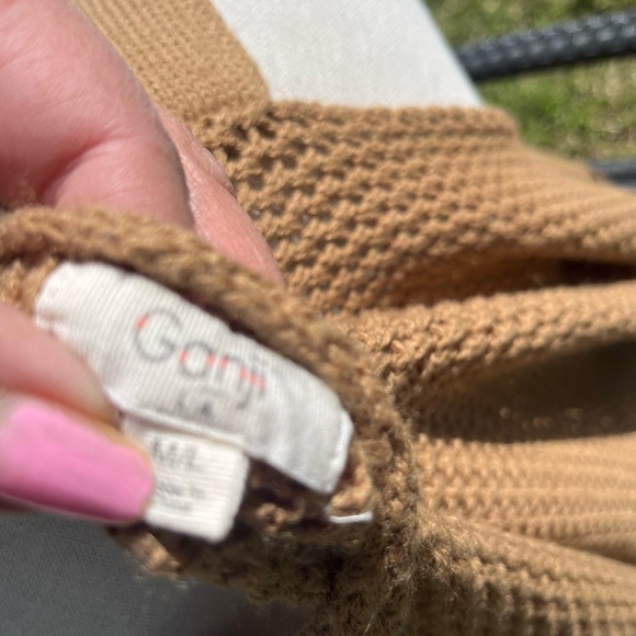 Elegant Off-the-Shoulder Tan Sweater - Picture 4 of 5